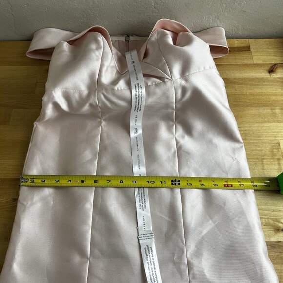 Alfred Sung D760 Off‎ the Shoulder Satin Twill Maxi Dress Gown Blush Pink Size 2 - Picture 12 of 13
